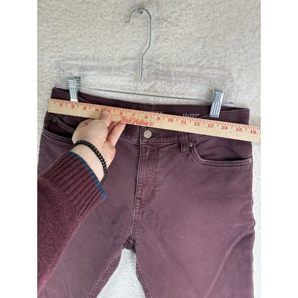Banana Republic Travel Jean Mens 32x32 Slim Fit Burgundy Maroon Dark Red Pants